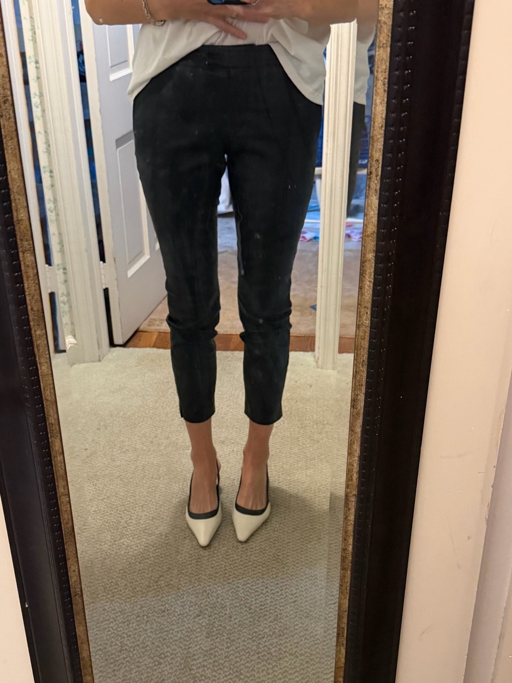 Cropped Slim Ankle Pants - Black J Crew rider size 8 leather lambskin